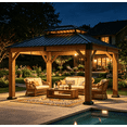 thumbnail image 1 of Sunmthink 10'x12' Outdoor Hardtop Gazebo, Cedar Wood Pavilion with Galvanized Steel Double Roof, for Patio, Garden, Deck, 1 of 11
