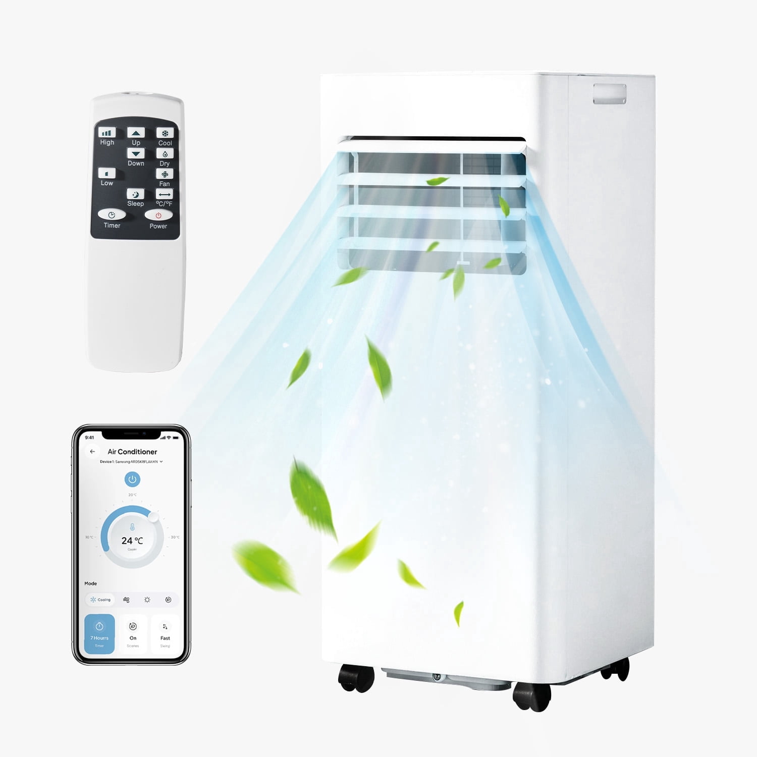 Dateyes 10000 BTU 4-in-1 Smart Portable Air Conditioner, Standing Cooling Unit with APP & Remote Control, Cooling, Dehumidifier & Fan Functions, 55dB Quiet Operation for Bedroom & Indoor Spaces