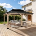 thumbnail image 1 of Sunmthink 12'x16' Outdoor Hardtop Gazebo, Cedar Wood Pavilion with Galvanized Steel Double Roof, for Patio, Garden, Deck, 1 of 7