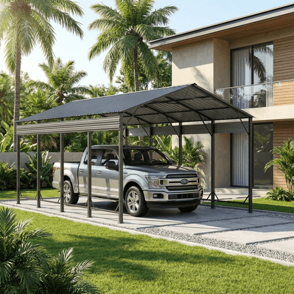 Dateyes 12x20 FT Metal Carport, Heavy Duty Carport Canopy with Reinforced Frame and Sturdy Base, Outdoor Car Canopy Shelter for Cars, Trucks, Boats and Party Events