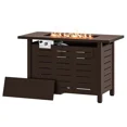 thumbnail image 1 of Sunmthink 42" Propane Fire Pit Table for Patio – 50,000 BTU Outdoor Heater with Removable Lid, All-Weather Cover & Natural Lava Rock Set, Brown, 1 of 7