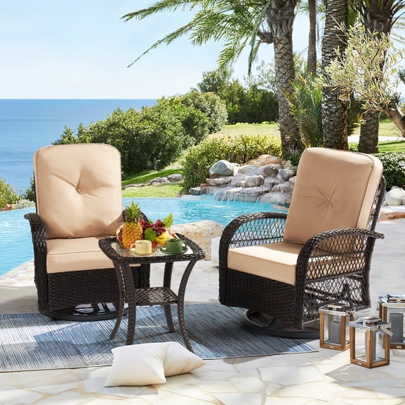 Sunmthink 3 Galvanized Steel Load-bearing Outdoor Conversation Sets, Brown