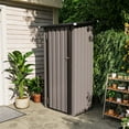 thumbnail image 1 of Sunmthink 3'x3' Small Metal Storage Shed, Storage with Lockable Doors, Garden Shed Tool Shed, Brown, 1 of 7