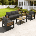 thumbnail image 1 of Dateyes 4-Piece Outdoor Metal Conversation Set, Aluminumn Patio Sectional Sofa Chat Seating Sets, Dark Gray, 1 of 9