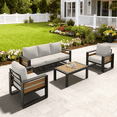 thumbnail image 1 of Dateyes 4-Piece Outdoor Metal Conversation Set, Aluminumn Patio Sectional Sofa Chat Seating Sets, Light Gray, 1 of 9