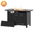 thumbnail image 1 of Sunmthink 42" Propane Fire Pit Table, 50,000 BTU Auto Ignition Steel Gas Fire Pit with Removable Lid & Waterproof Cover for Patio, Backyard, Black, 1 of 9