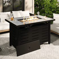 Sunmthink 42'' Fire Table 60,000 BTU Propane Gas Fire Pit Table With Ceramic Tabletop, Lava Rocks , Tank Holder, Gray Wicke