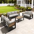 thumbnail image 1 of LazySunsets 5-Piece Outdoor Metal Conversation Set, Aluminumn Patio Sectional Sofa Chat Seating Sets, Light Gray, 1 of 9