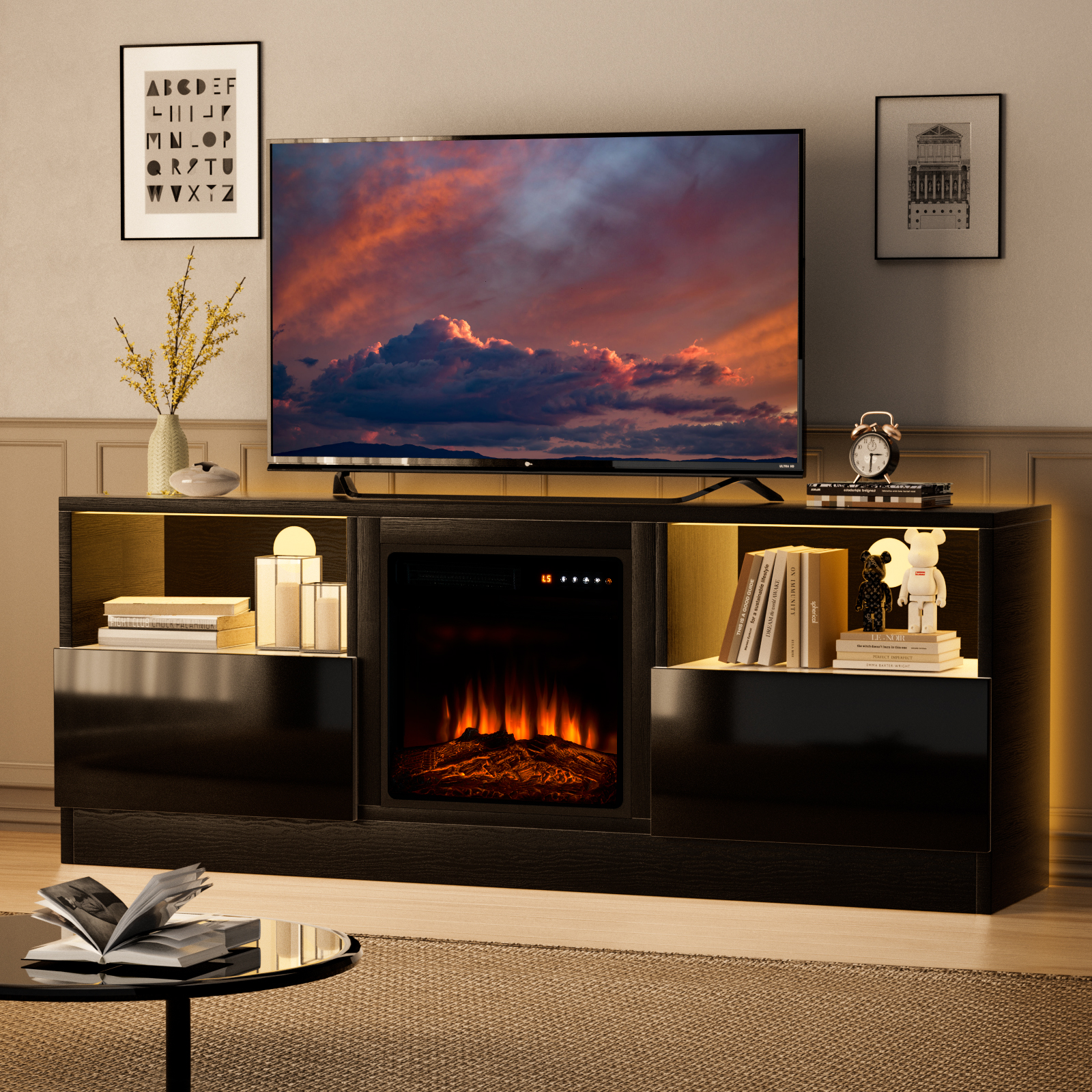 Manor Park Fireplace TV Stand for TVs up to 65", Reclaimed Barnwood