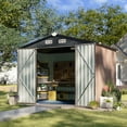thumbnail image 1 of Sunmthink 6X8FT Outdoor Storage Shed with Plastic Floor, Metal Tool Shed with Lockable Door and Vents, Patio Shed for Garden, Backyard, Poolside, Brown, 1 of 8