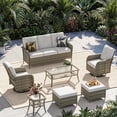thumbnail image 1 of Sunmthink 7-Piece Patio Furniture Set, High Back Swivel Rocker Chairs with Thick Cushions, Wicker Rattan Outdoor Sectional Sofa with Coffee Table & Ottoman, Gray, 1 of 7