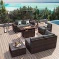 thumbnail image 1 of Sunmthink 7Pcs Outdoor Patio Furniture Set with Fire Pit Table Wicker Rattan Sectional Sofa Patio Conversation Sets-Gray(with Waterproof Cover), 1 of 7