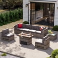thumbnail image 1 of Sunmthink 8 Pcs Patio Conversation Sets with Fire Pit Table,Outdoor Funituire Sets,Gray, 1 of 8