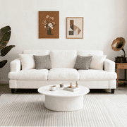 Sunmthink 88" Loveseat Sofa, 3-Seater Cloud Couch with Plush Lamb Fleece, Wide Armrest & Side Pocket, Ultra Soft Living Room Love Seat for Bedroom/Office