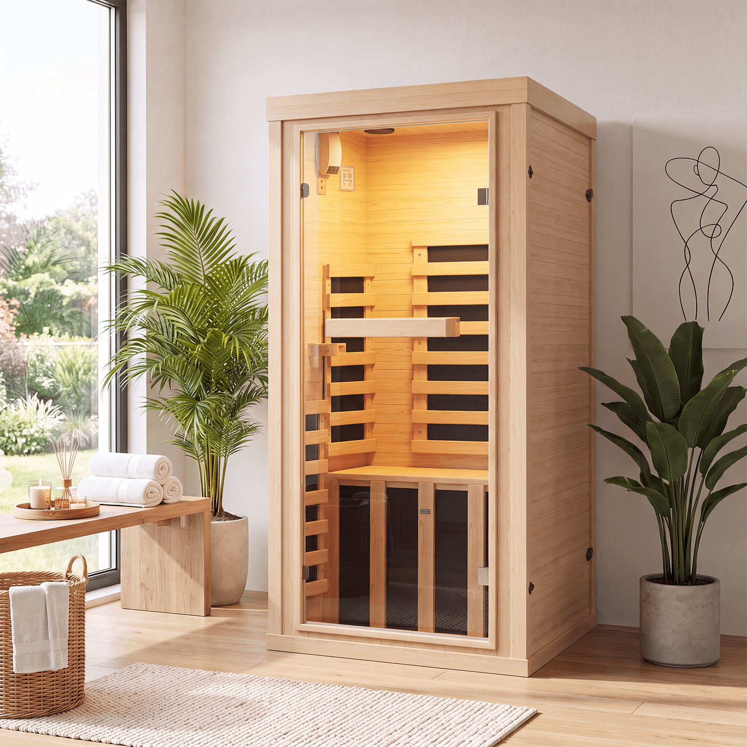 Dateyes Full Spectrum Infrared Sauna , 1-Person Home Sauna 1260W ...