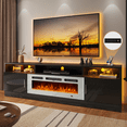 thumbnail image 1 of BaPiPro TV Stand with Electric Fireplace and LED Lights, Espresso, MDF, Fits TVs up to 62 Inches, 1 of 2