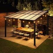 BaPiPro Outdoor Hardtop Gazebo for Patio 10 x 12, Wall-Mounted Lean to Gazebo Pergola with Roof