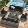 thumbnail image 1 of Sunmthink 10-Piece Wicker Patio Furniture Sets, Outdoor Conversation Set with 4 Inches Thick Cushions and Waterproof Cover, 1 of 9