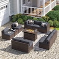 thumbnail image 1 of Sunmthink 12-Piece Outdoor Patio Furniture, Patio Furniture Sets with Fire Pit, Wicker Outdoor Conversation Set and Waterproof Cover, 1 of 9