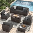 thumbnail image 1 of Sunmthink 8-Piece Outdoor Patio Furniture, Patio Furniture Sets with Fire Pit, Wicker Outdoor Conversation Set and Waterproof Cover, 1 of 9