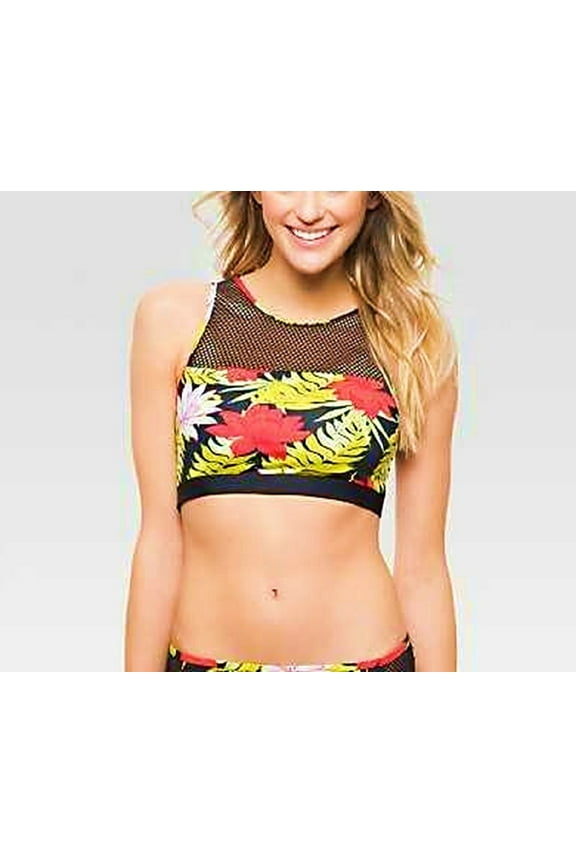 Sunn Lab Floral Mesh High Neck Bikini Top Swimwear Women's D/DD