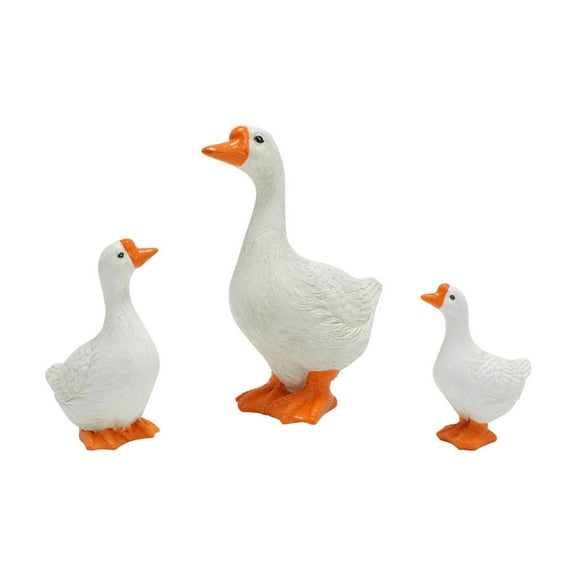 SunniMix 3 Pieces Goose Statues Animal Sculptures Craft Farm Animals Decoration,Big White