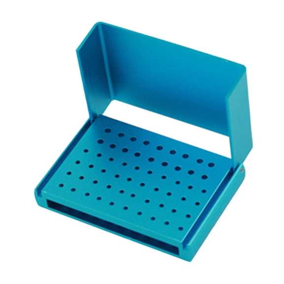 SunniMix 58 Holes Burs Holder High Speed Low Speed Burs Drill Lap Supplies Burs Block Blue