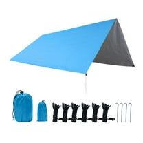 SunniMix Camping Tarp Lightweight Awning Canopy Shelter for Backpacking Traveling BBQ Blue