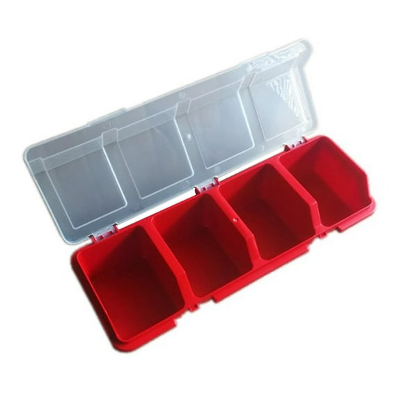 SunniMix Components Screws Organizer Storage Bin Divided Container 31x11.5x6.5cm Opening Red