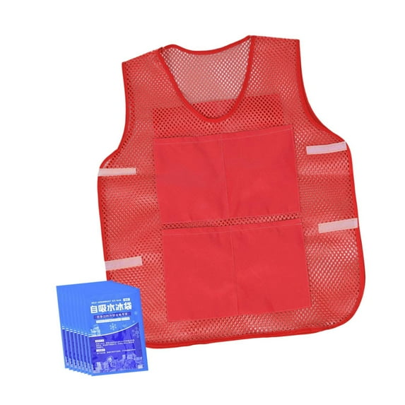 SunniMix Cooling Vest Adjustable Ice Cooling Vest for Cooking Fishing Hot Weather Working Red