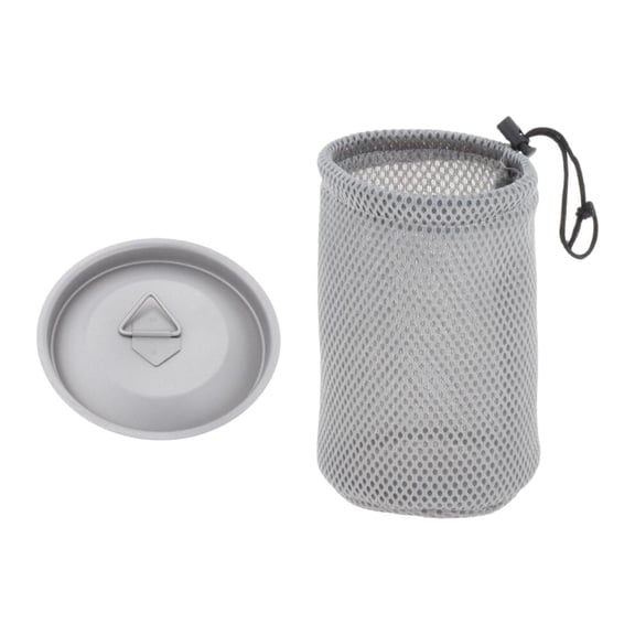 SunniMix Portable Titanium Cup Lid and Mesh Drawstring Bag for Climbing Traveling BBQ L