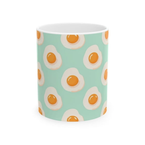 Sunnide Up Eggs Ceramic Mug, Cute Breakfast Theme Cup, Kitchen Gift, Coffee Lover's Mug, Fun Egg Design, Perfect Brunch.
