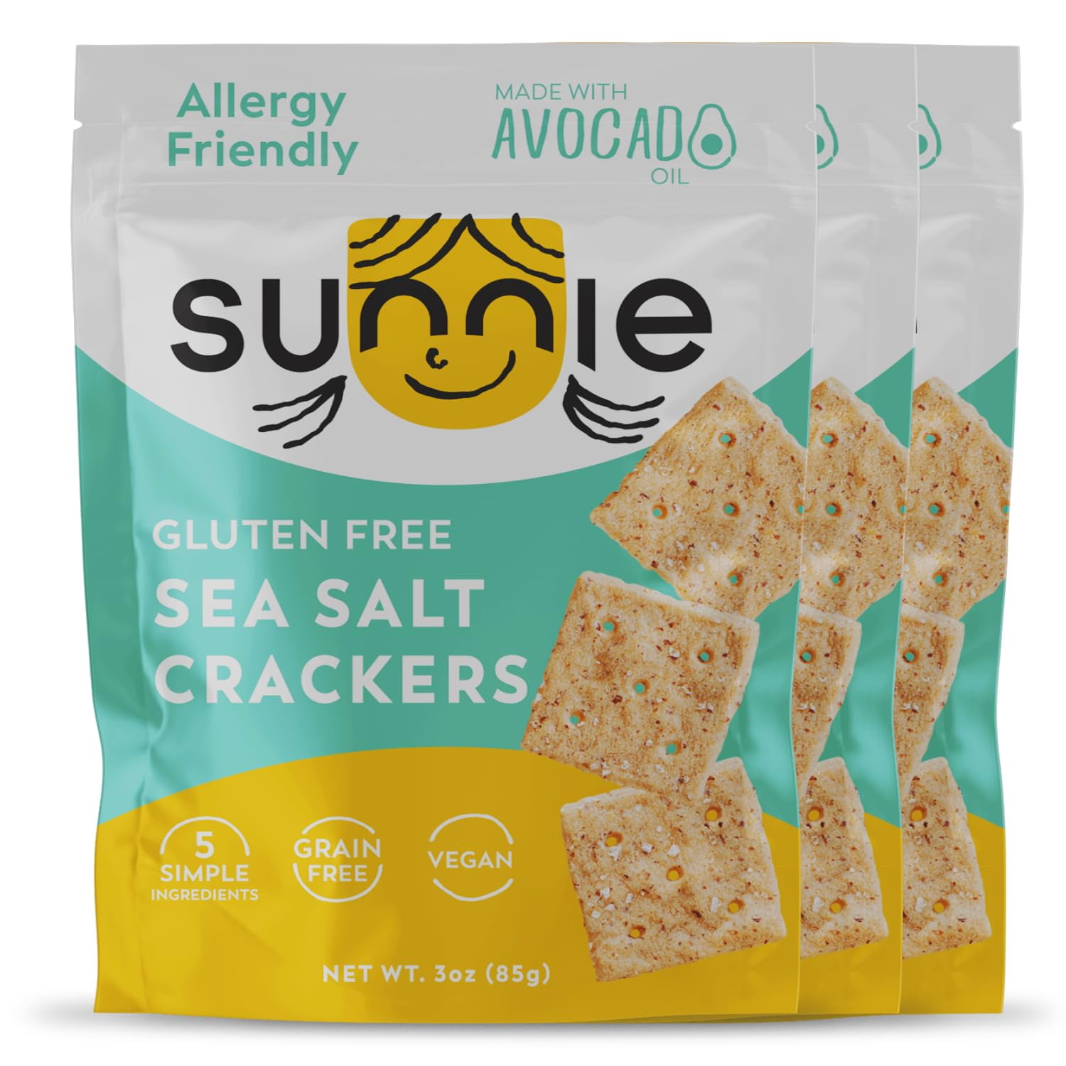 Sunnie Gluten Free Crackers MMF7 Healthy Grain Free for Kids & Adults