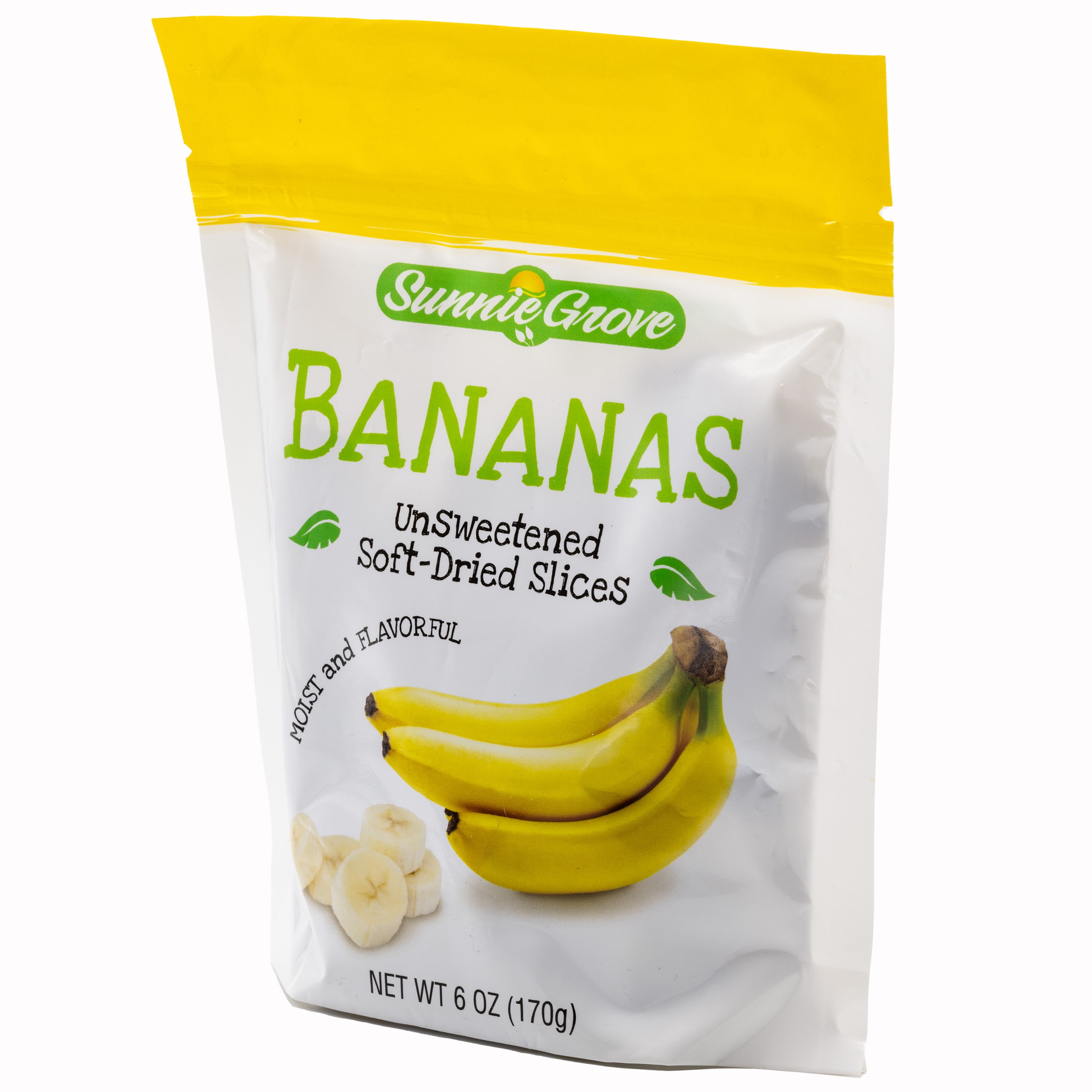 Sunnie Grove Bananas Unsweetened Soft-Dried Slices Bag, 6oz (170g