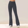 thumbnail image 1 of Sunnin Solid Color Fleece Lined Pants High Waist Yoga Workout Stretch Flare Leg Winter Wear, 1 of 6