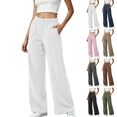 thumbnail image 1 of Sunnin Women High Waist Corduroy Wide Leg Pants Casual Stretchy Cotton Lounge Pants with Pockets, 1 of 9
