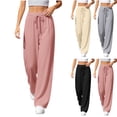 thumbnail image 1 of Sunnin Women's Pants Casual Wide Leg Trousers Drawstring Elastic Waist Relaxed Fit with Side Pockets, 1 of 6