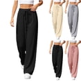 thumbnail image 1 of Sunnin Women's Pants Casual Wide Leg Trousers Drawstring Elastic Waist Relaxed Fit with Side Pockets, 1 of 6