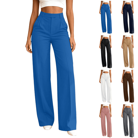 Sunnin Women's Wide Leg Dress Pants High Waist Trousers Casual Pants with Pockets S-XXL