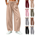 thumbnail image 1 of Sunnin Womens Barrel Leg Pants Waffle Knit Drawstring Elastic Waist Side Pockets Relaxed Casual Lounge Trousers, 1 of 9