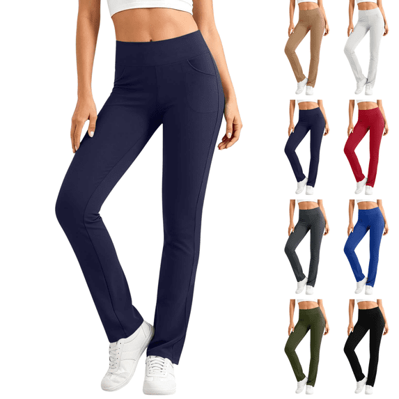Sunnin Womens Bootcut Yoga Pants with Pockets Mid Waist Stretch Workout Trousers