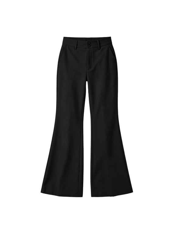 Womens Button Zip Flare Pants Cotton Linen Wide Leg Lounge Pants S-XXL