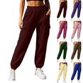 thumbnail image 1 of Sunnin Womens Cargo Jogger Sweatpants Elastic Waist Cuffed Ankle Pockets Relaxed Casual Lounge Trousers, 1 of 7