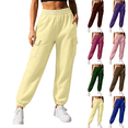 thumbnail image 1 of Sunnin Womens Cargo Jogger Sweatpants Elastic Waist Cuffed Ankle Pockets Relaxed Casual Lounge Trousers, 1 of 7