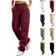 thumbnail image 1 of Sunnin Womens Cargo Pants Outdoor Hiking Elastic Waist Button Zip Fly Multi Pockets Casual Work Trousers, 1 of 9