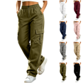 thumbnail image 1 of Sunnin Womens Cargo Pants Outdoor Hiking Elastic Waist Button Zip Fly Multi Pockets Casual Work Trousers, 1 of 9