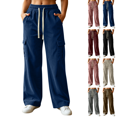 thumbnail image 1 of Sunnin Womens Corduroy Cargo Pants Drawstring Waist High Rise Wide Leg Pants with Pockets, 1 of 8