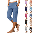 thumbnail image 1 of Sunnin Womens High Waist Golf Capri Pants with Pockets Stretch Lightweight Work Trousers, 1 of 7