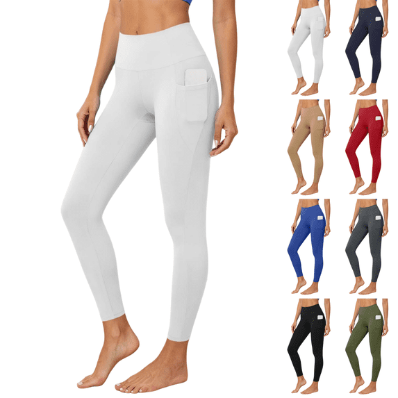 Sunnin Womens High Waist Yoga Leggings Side Phone Pocket Tight Fit Workout Pants Athletic Trousers