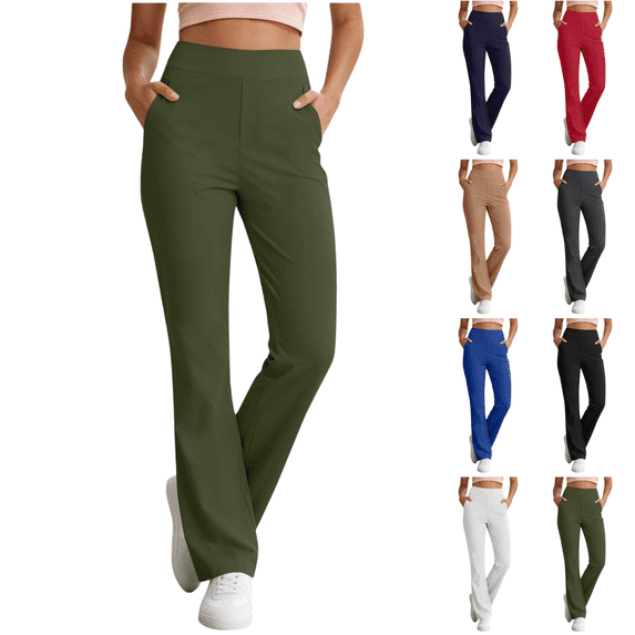 Sunnin Womens High Waisted Bootcut Yoga Pants with Pockets Stretch Workout Trousers